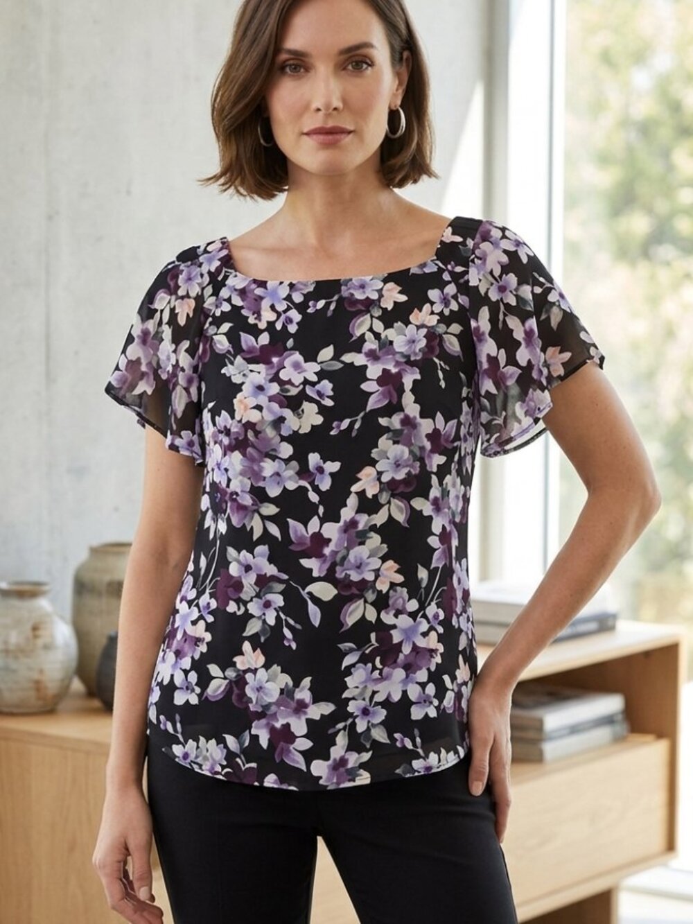 Women's - White House Black Market Floral Blouse, Size Small